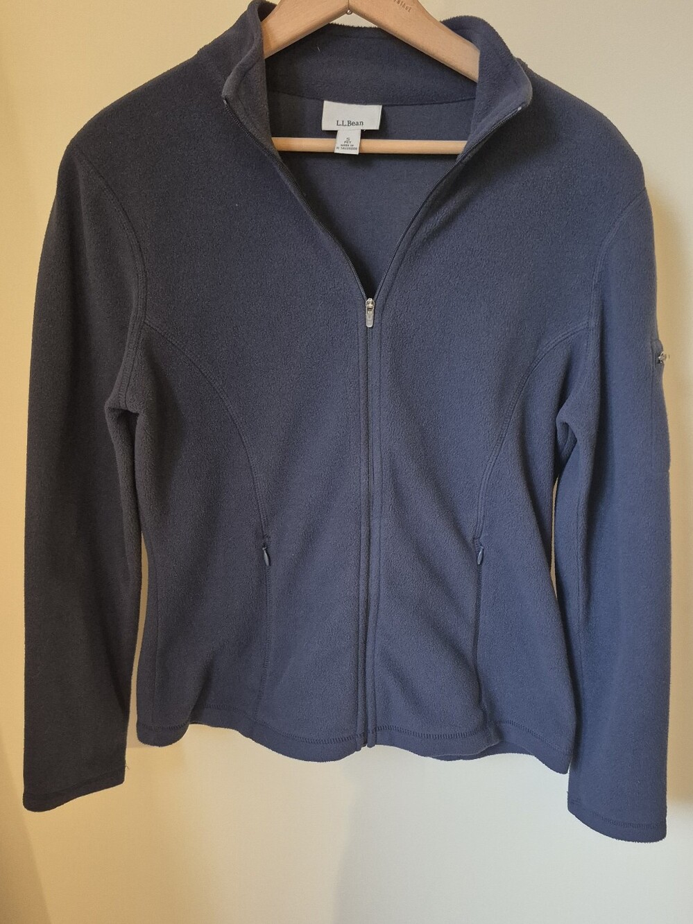 L.L. Bean Full Zip Fleece Jacket Slate Blue Petite Small Gorpcore Athleisure